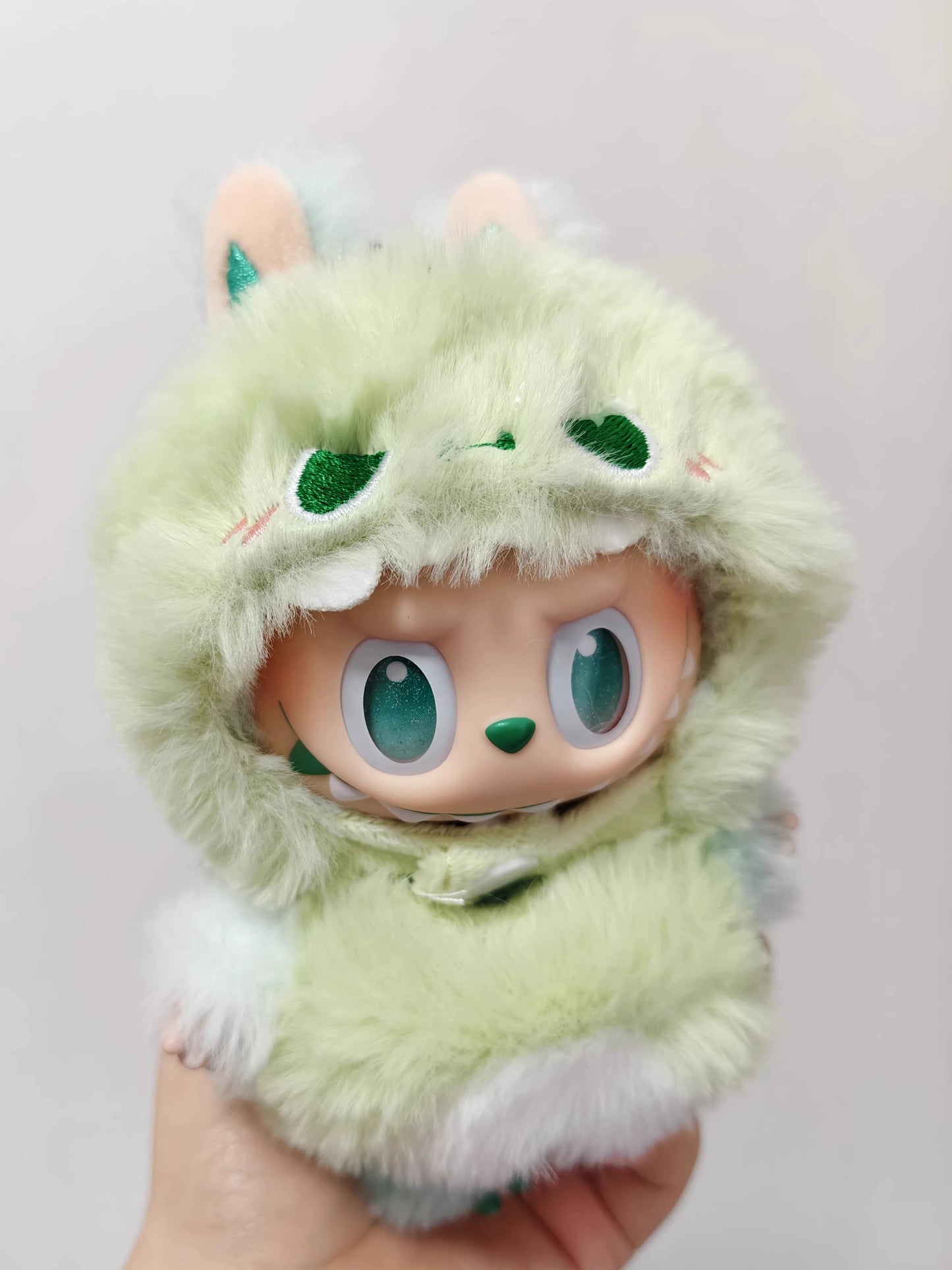 Labubu Green 3D Dinosaur Outfit - Plush Costume for Cotton Doll Change Clothes