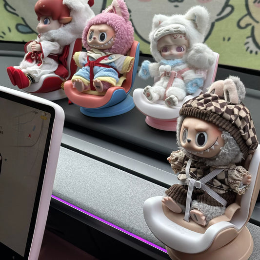 Labubu Vinyl Doll Compatible with Safety Seats | Car-Mounted Figurine, Vehicle Ornament & Car Air Vent Decoration