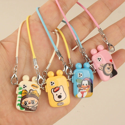 Labubu Mini Phone Charm - Kawaii Vinyl Pendant for Keychains
