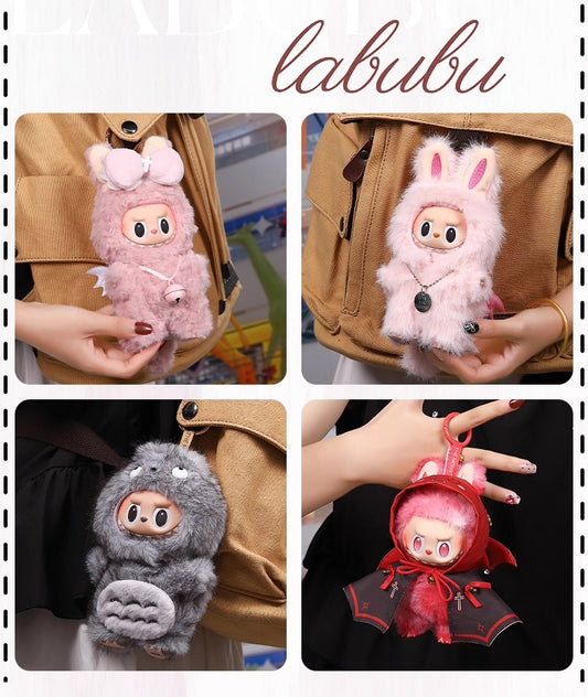 17cm Labubu Halloween Red Devil Plush Costume Set | Replacement Outfit with Horns & Tail | Decorative Accessories for Collectible Figures