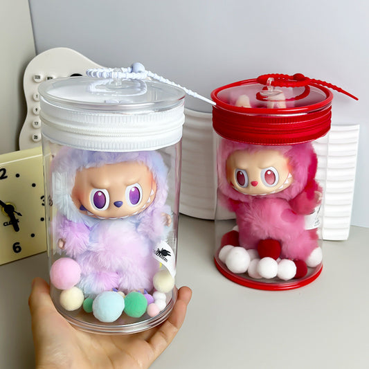 Labubu Coca-Cola Vinyl Case - Clear PVC Carrier for 17cm Cotton Doll, Display Protector