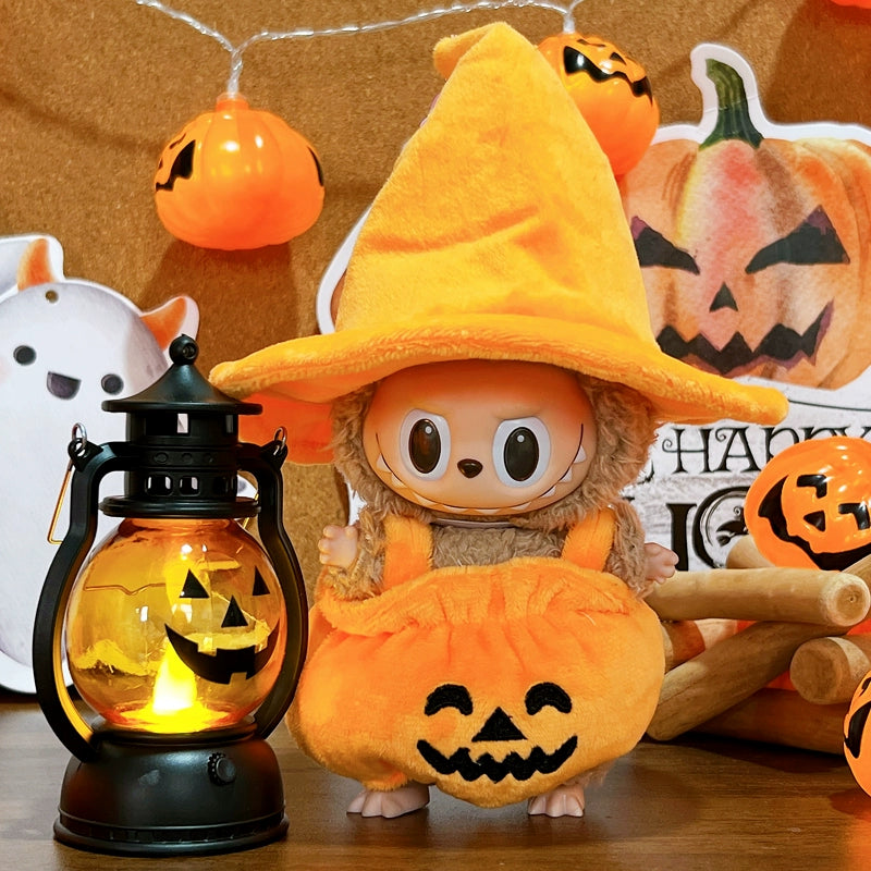 Labubu Series 1/2 Halloween Outfit - Pumpkin Costume for Keychain Doll Clothes Change
