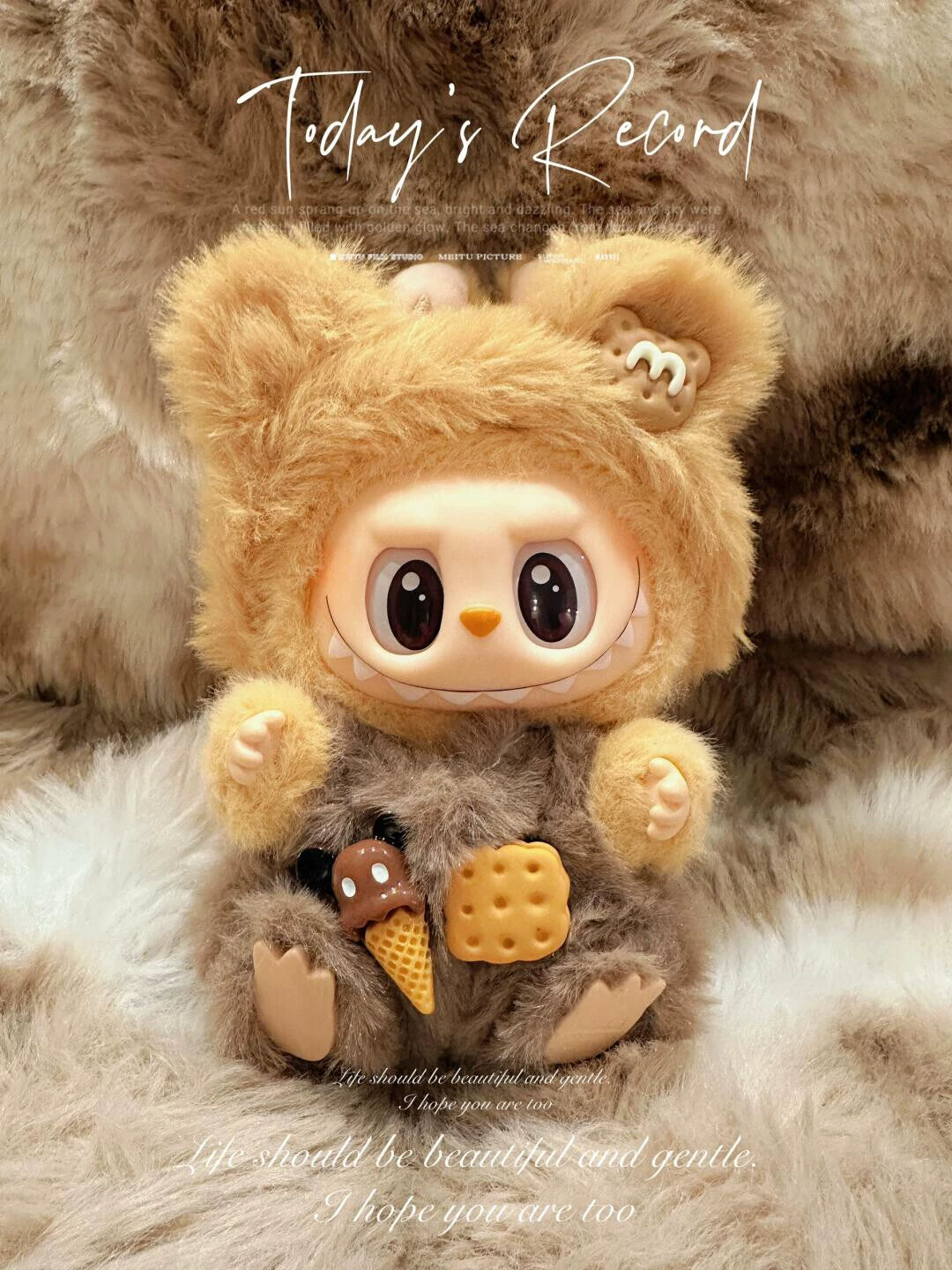 17cm Labubu Gen 1-3 Fuzzy Plush-Like Animal Outfit Set | Vinyl-Compatible Clothes Only for Collectible Dolls