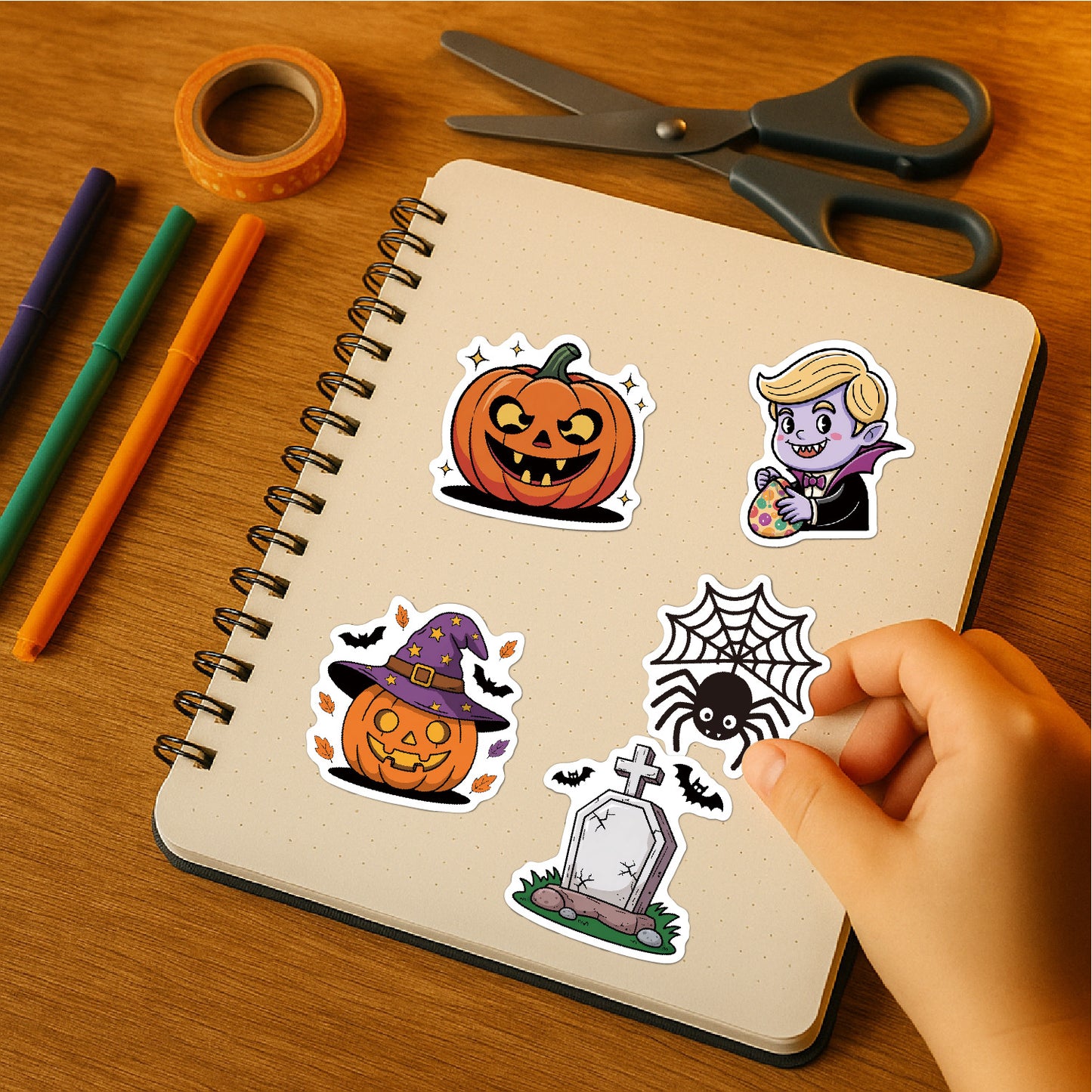 2025 Halloween Stickers - Holographic Waterproof Decals for Cups, Party Gifts, Decor