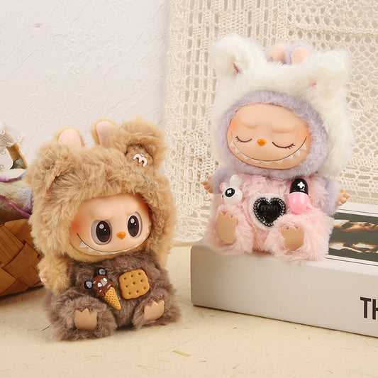 LABUBU Clothes - Kawaii Sandwich Cookie Bear Costume (No Doll) for POP MART Collectors or Display