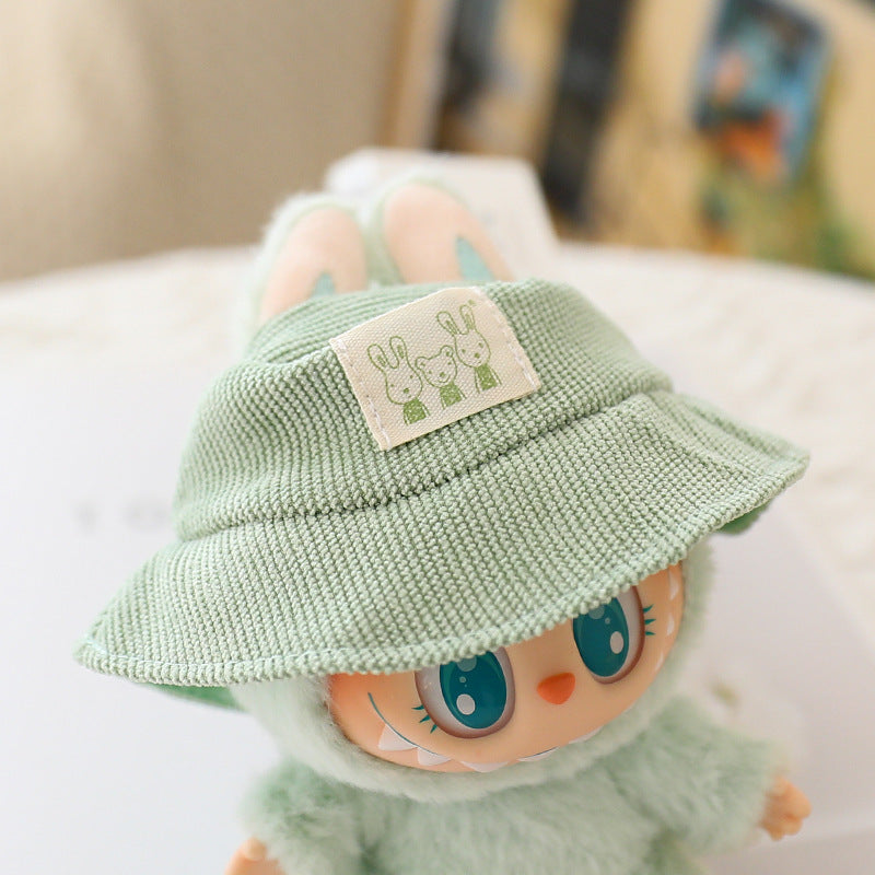 LABUBU Clothes Set, Crochet 4-Piece Set Hat Clothes Cell Phone Backpack, Stylish Adorable Dolls Clothes Accessories (No Doll) (Green)