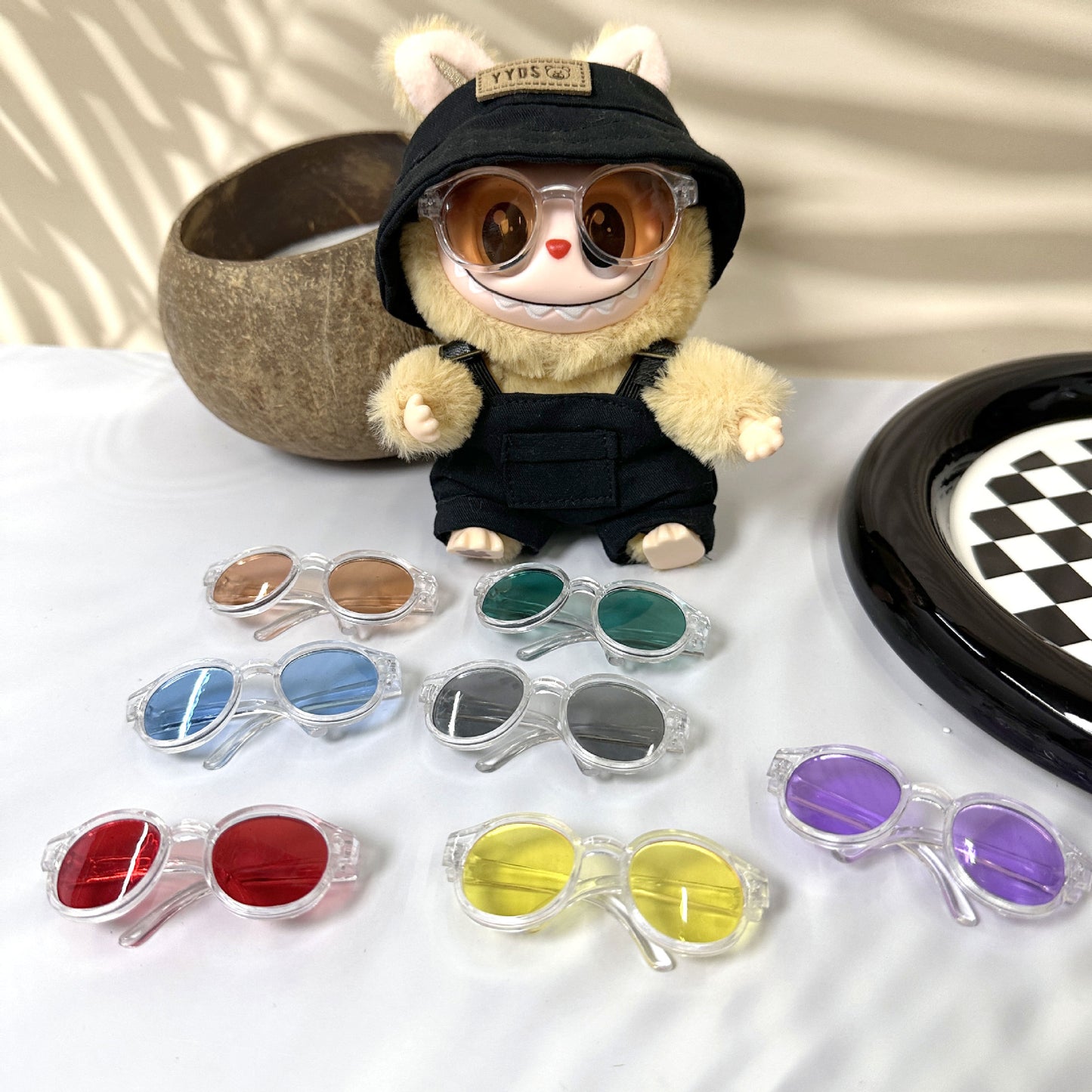 Labubu 17cm & 6.5cm Cotton Doll Glasses | Mini Changeable Acrylic Lens Eyewear Accessories