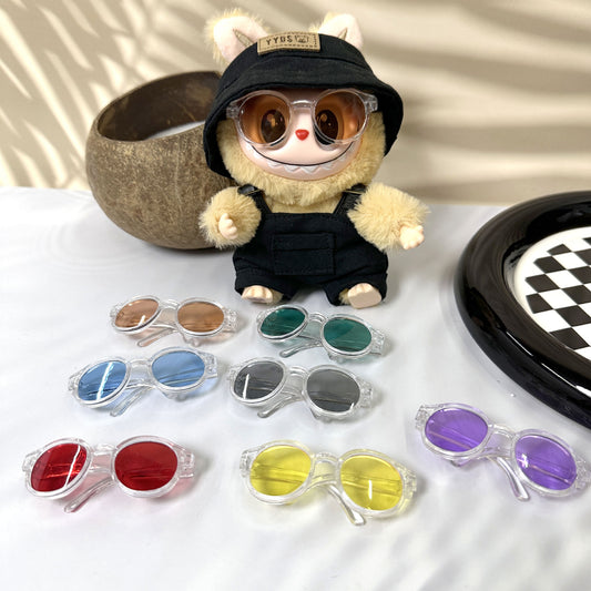 Labubu 17cm & 6.5cm Cotton Doll Glasses | Mini Changeable Acrylic Lens Eyewear Accessories