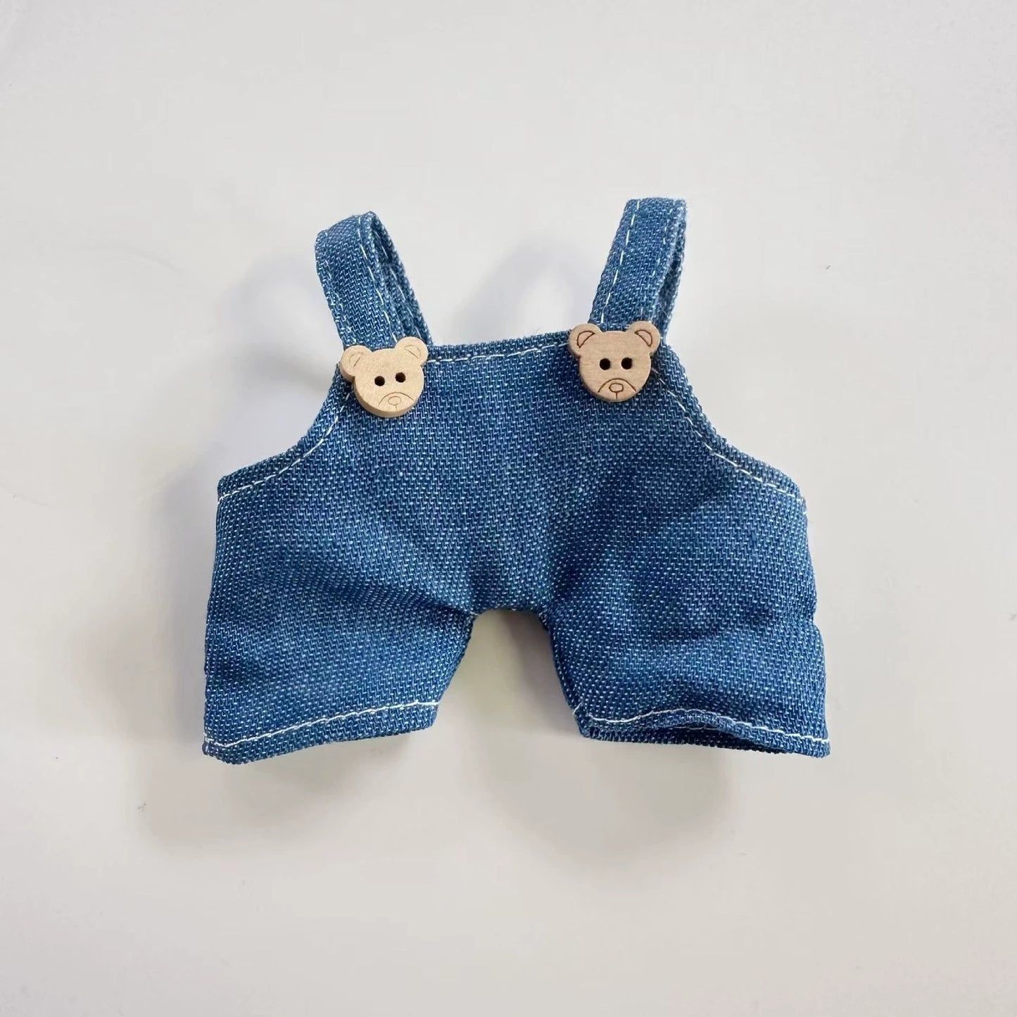 Labubu Series 1/2 Outfit - Denim Overalls w/ Red Blue Hat for Vinyl Doll Clothes