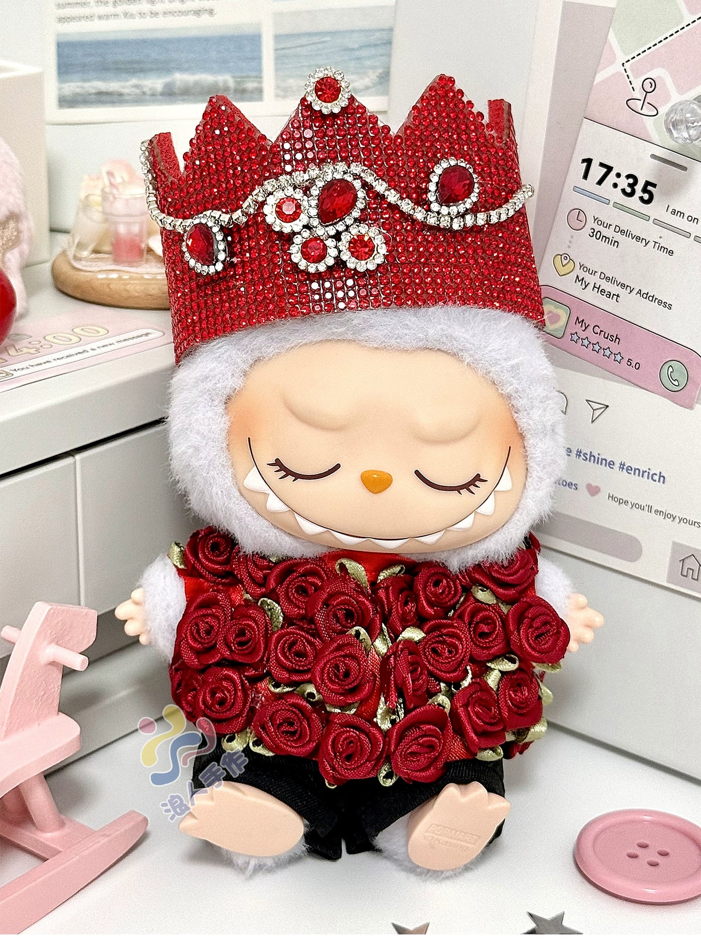 17cm Labubu GD Style Suit Set - G-Dragon Inspired Outfit for Series 1/2/3 Vinyl Doll