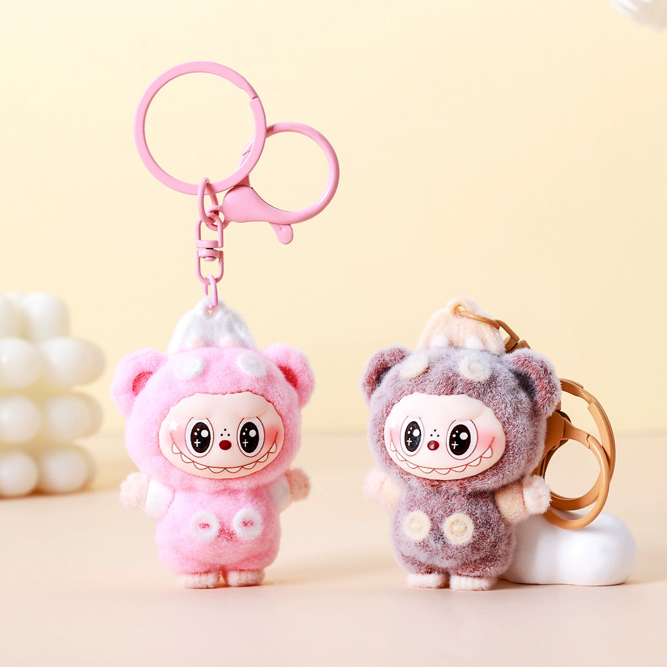 Cute Fluffy LABUBU Keychain - Cartoon Flocked Pendant for Bags & Keys