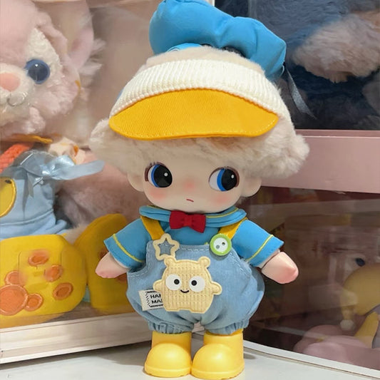 Handmade DIMOO Doll Outfit - Corduroy Overalls + Yellow Boots + Hat Set (No Figure)