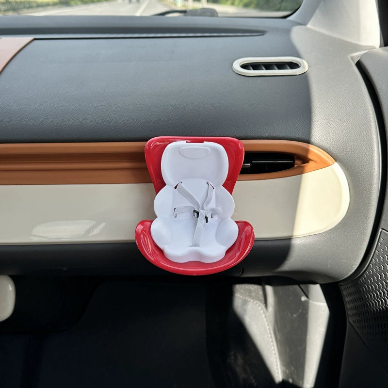 Labubu-Compatible Car Safety Seat, Dashboard Ornament & Air Vent Clip Set