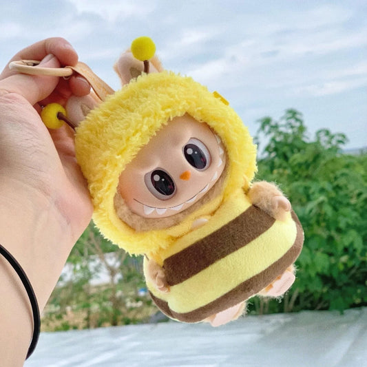 Creative Labubu Outfit - Funny Fried Shrimp & Bee Costume for Keychain Doll Clothes