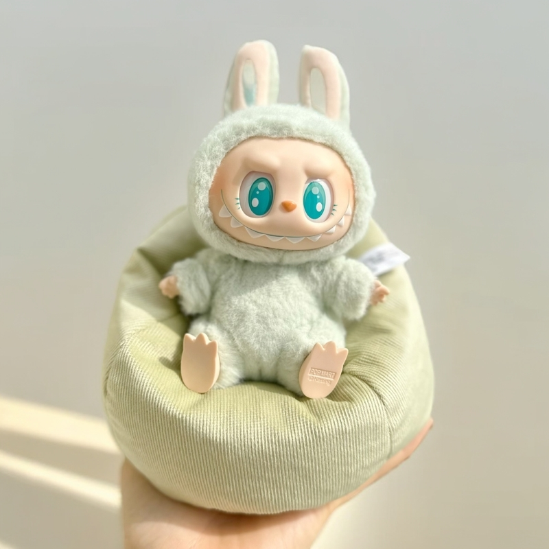 17cm Labubu Doll Sleeping Bed - Lazy Sofa & Beanbag Chair for Car Decor & Home