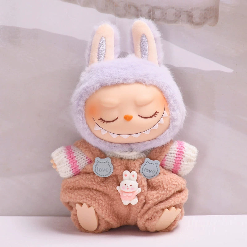 Clothes Only | Labubu Gen 2 Blind Box Charm Overalls Set | Changeable Outfit for Sitting Series Dolls