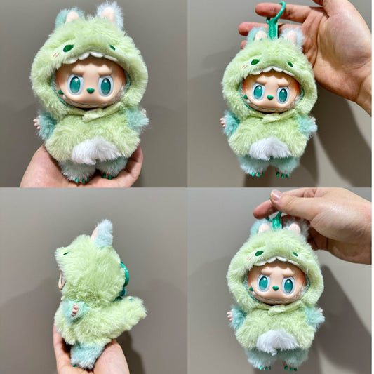 Handmade Labubu Dinosaur Outfit - Green Costume for Plush Keychain Vinyl Doll Clothes