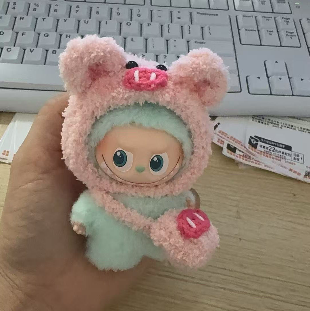 10.5cm Labubu 4th Gen Mini Keychain Clothes Only | Handmade Panda Headband & Bag Set | Replacement Outfit for Vinyl/Plastic Charms