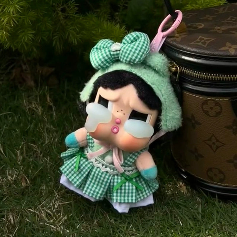 LABUBU CLOTHES, Denim Outfit Set for LABUBU - Cute Striped Tee & Overalls for POP MART Blind Box Plush Dolls