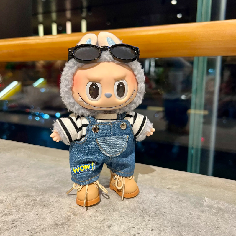 POP MART Labubu WOW Series Doll Clothes - Macaron Vinyl Face Cool Outfit for 17cm Figures (No Doll Included)