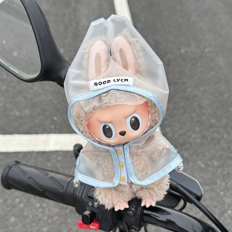 Labubu Raincoat - Trendy Clear Outerwear for 17cm Doll Collectibles