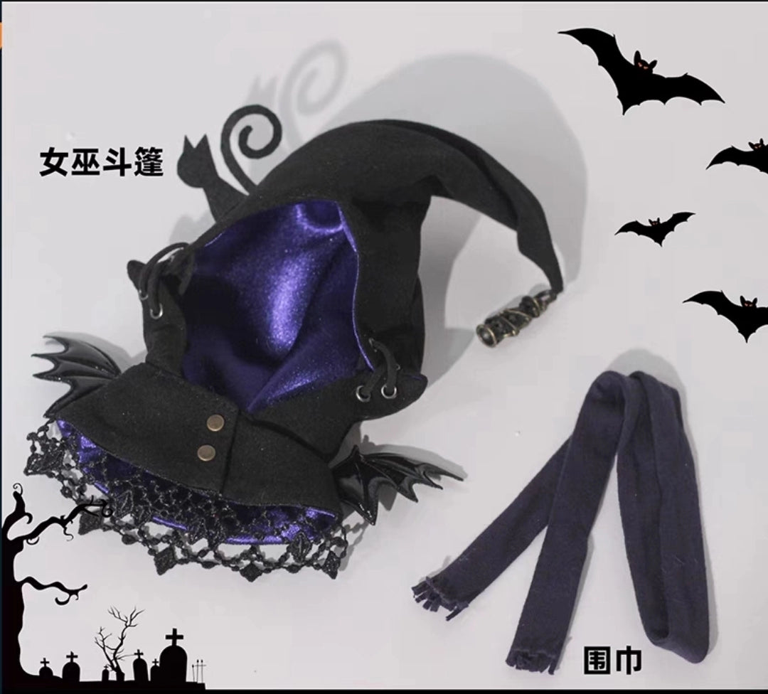 Labubu 1/2/3 Gen Halloween Witch & Black Cat Outfit Set - Cute Plush Clothes