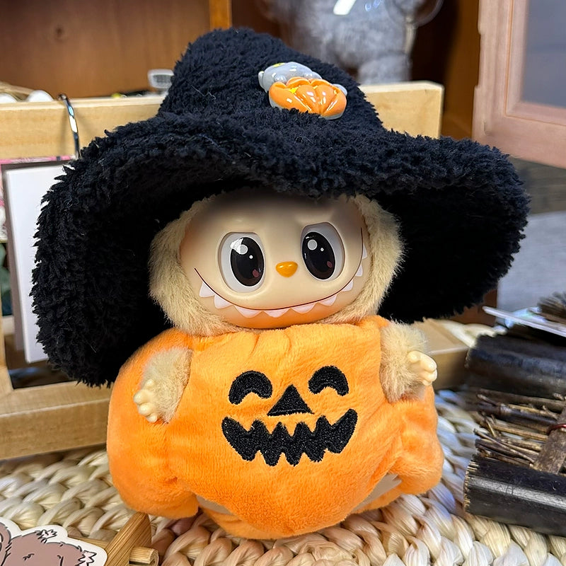 15-17cm Labubu Halloween Pumpkin Outfit - Sitting Party Series 1/2 Doll Clothes Set