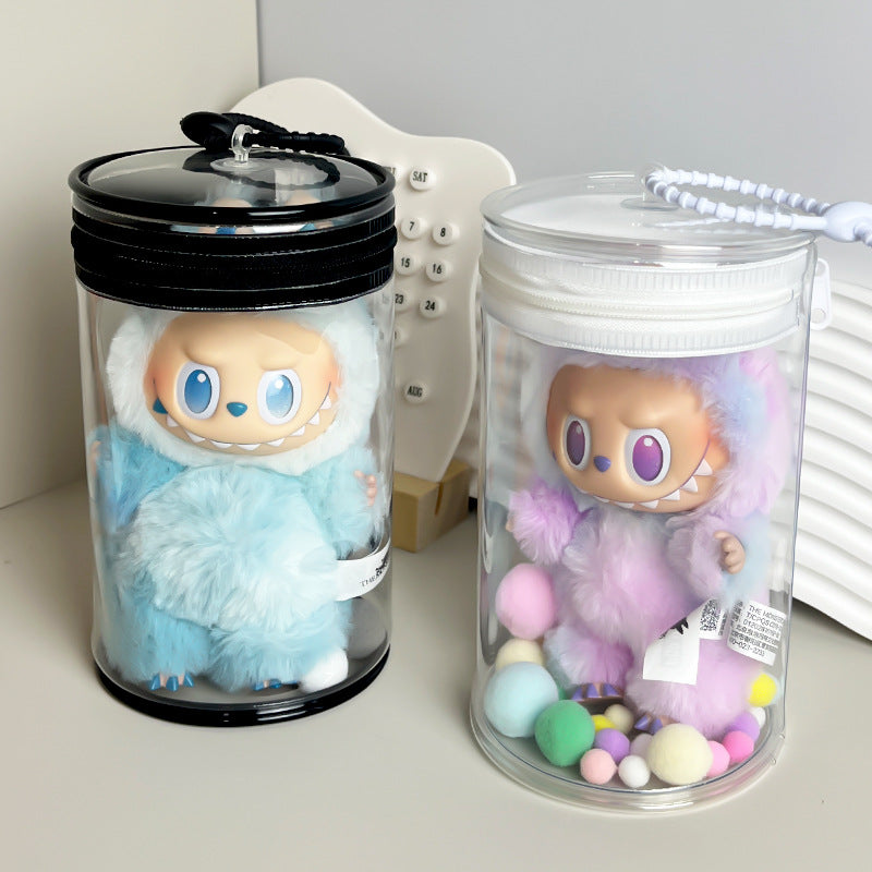 Labubu Coca-Cola Vinyl Case - Clear PVC Carrier for 17cm Cotton Doll, Display Protector