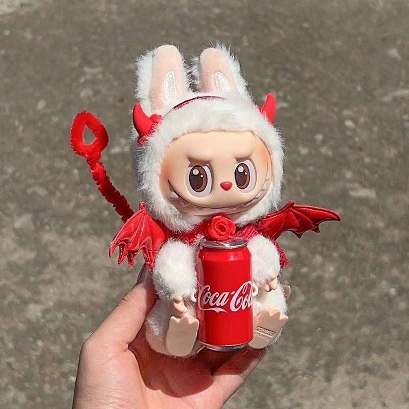 Labubu Coca-Cola Devil Outfit - Red Costume w/ Wings & Tail for Vinyl Blind Box Doll