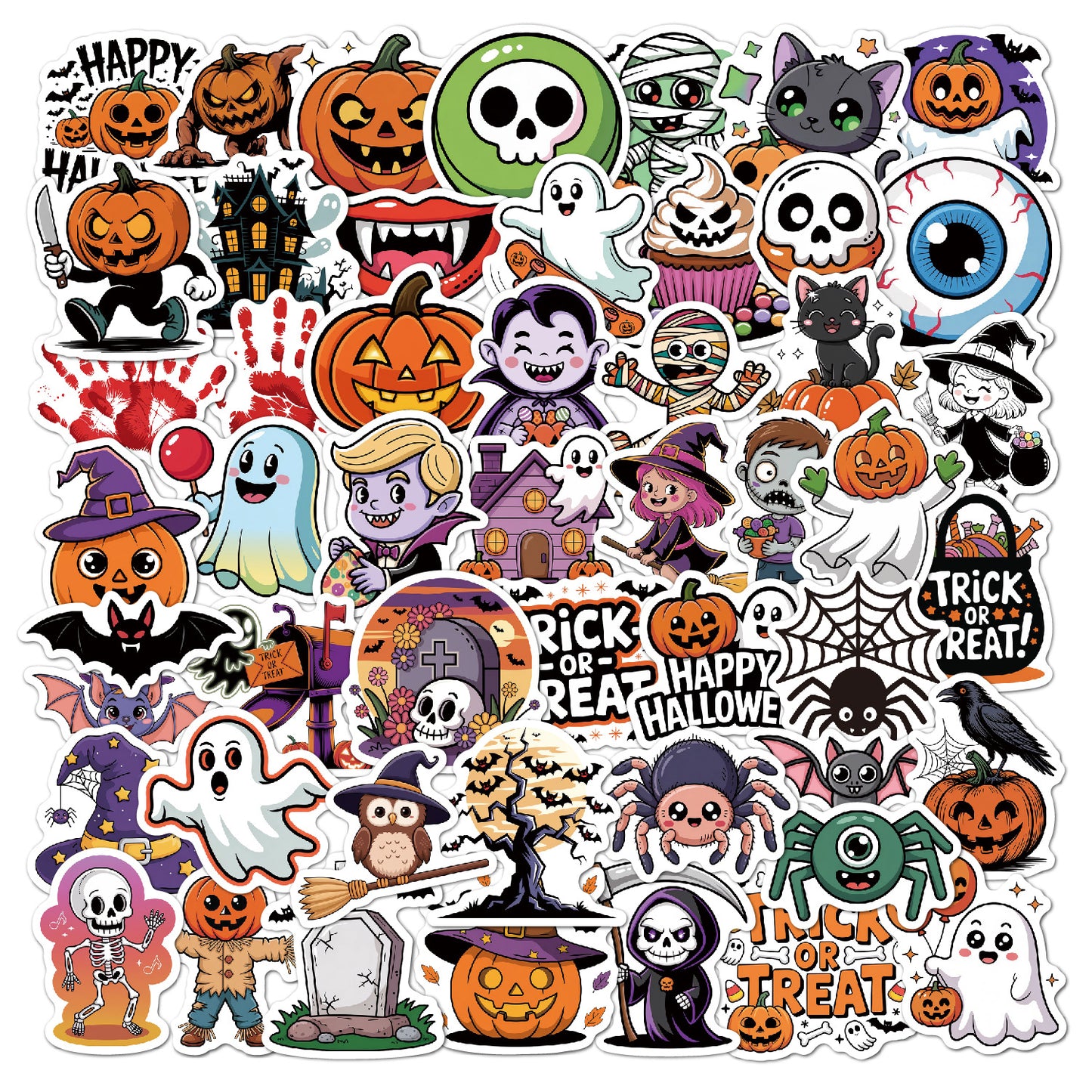 2025 Halloween Stickers - Holographic Waterproof Decals for Cups, Party Gifts, Decor