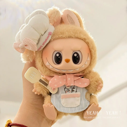 17cm Labubu Chef Costume Set | Handmade Vinyl-Compatible Clothes with Apron & Chef Hat for Collectible Dolls