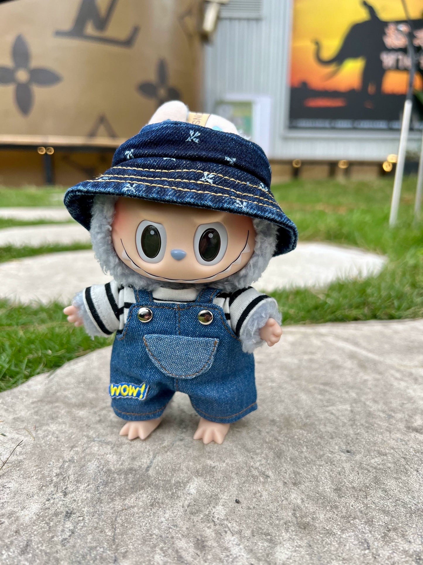 POP MART Labubu WOW Series Doll Clothes - Macaron Vinyl Face Cool Outfit for 17cm Figures (No Doll Included)