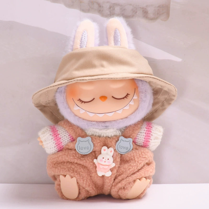 Clothes Only | Labubu Gen 2 Blind Box Charm Overalls Set | Changeable Outfit for Sitting Series Dolls