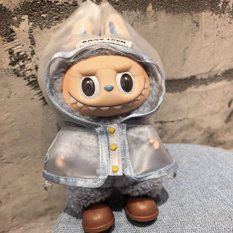Labubu Doll Raincoat - Clear PVC Outfit Fits Gen1/2/3 (No Doll & Shoes)