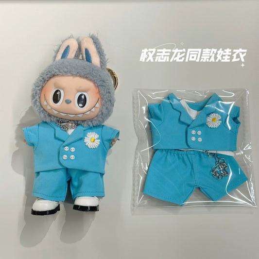 **Labubu x G-Dragon Replica Outfit | 17cm Vinyl Doll Clothes for Gen 1-3 (Including Sitting Style) - Front High-Energy Theme (Doll Not Included)**