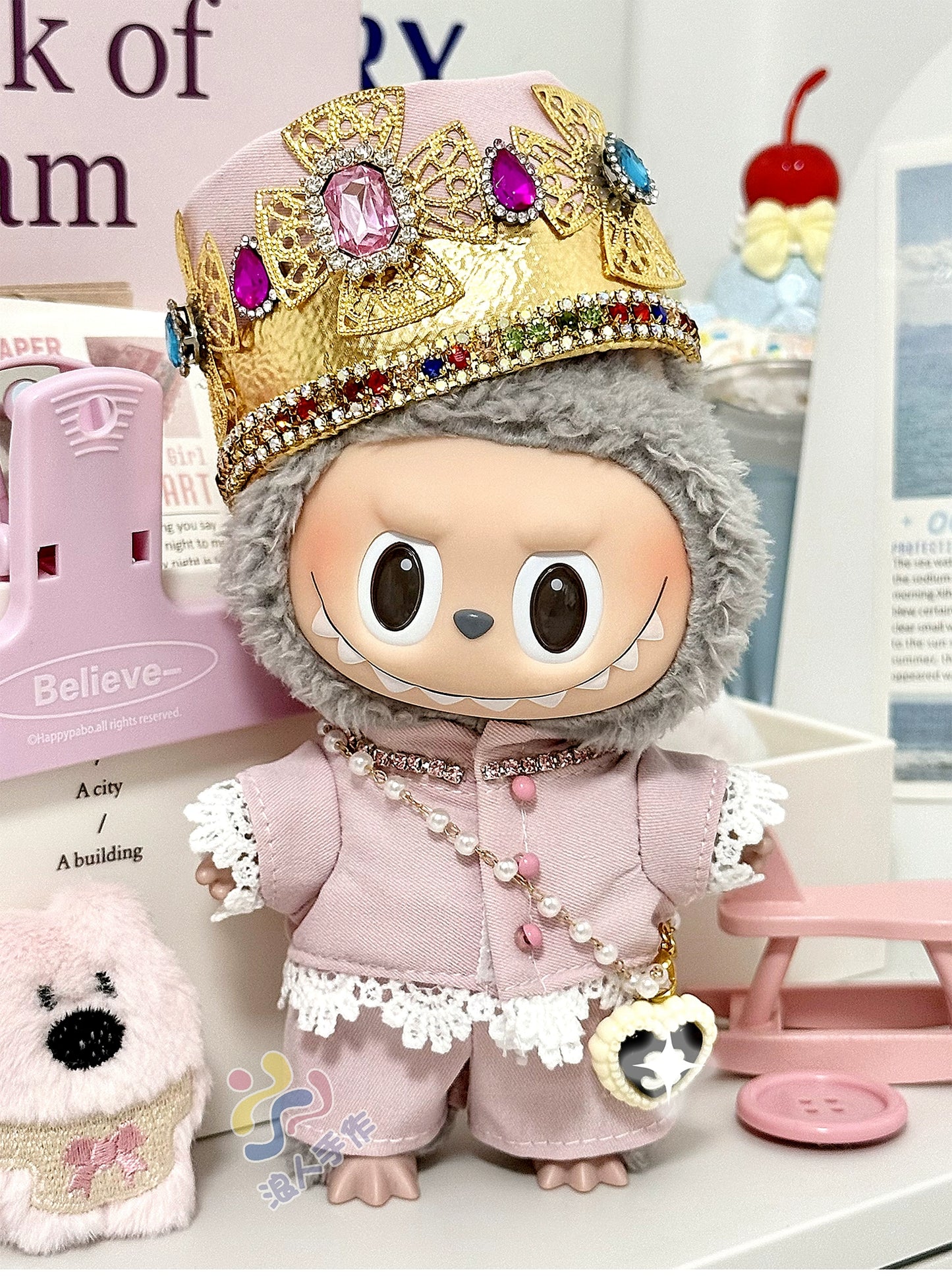 17cm Labubu GD Style Suit Set - G-Dragon Inspired Outfit for Series 1/2/3 Vinyl Doll