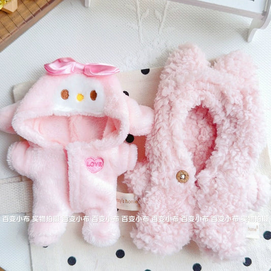 17cm Labubu Sitting Party Macaron Pastel Pink Rabbit Plush Onesie | Replacement Outfit for Plush/Vinyl Keychain Charms (Clothes Only)