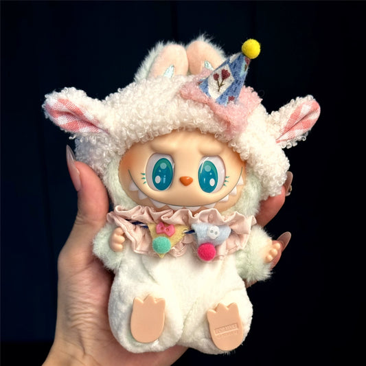17cm Labubu Birthday Lamb Outfit - Handmade Costume for Series 1/2/3 Vinyl Doll Clothes