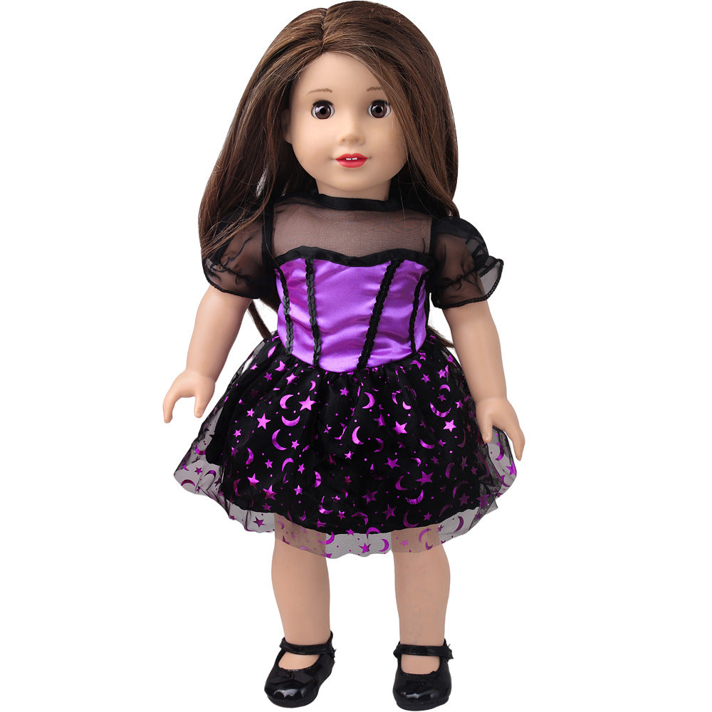 American Girl Doll Halloween Costume - 18 Inch Black & Purple 2-Piece Outfit Set for 18" Dolls (Like AG) | Spooky Holiday Dress