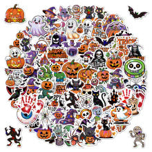 2025 Halloween Stickers - Holographic Waterproof Decals for Cups, Party Gifts, Decor