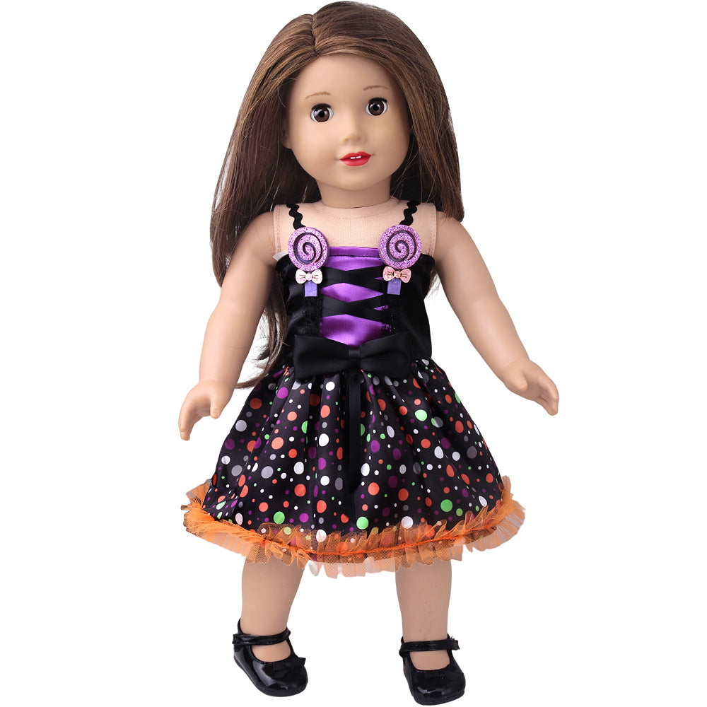 American Girl Doll Halloween Costume - 18 Inch Black & Purple 2-Piece Outfit Set for 18" Dolls (Like AG) | Spooky Holiday Dress