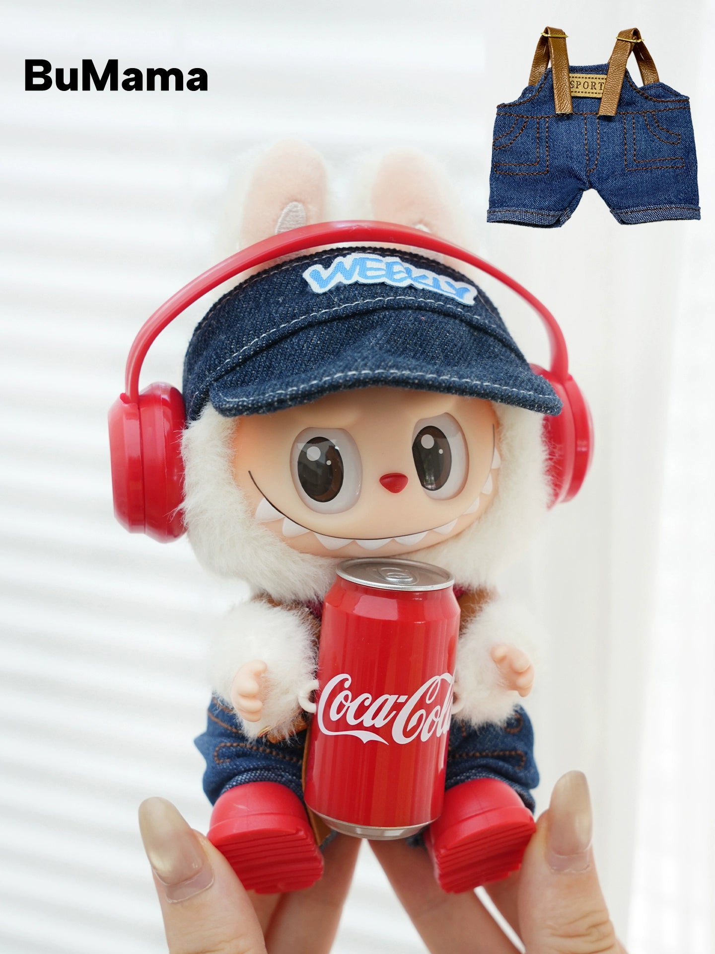Pop Mart x Coca-Cola Labubu Gen 1-3 New Denim Overalls Set | Fits 17cm Vinyl Standing Dolls