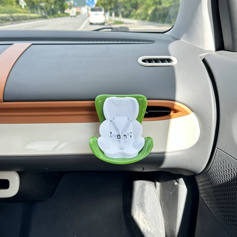 Labubu-Compatible Car Safety Seat, Dashboard Ornament & Air Vent Clip Set