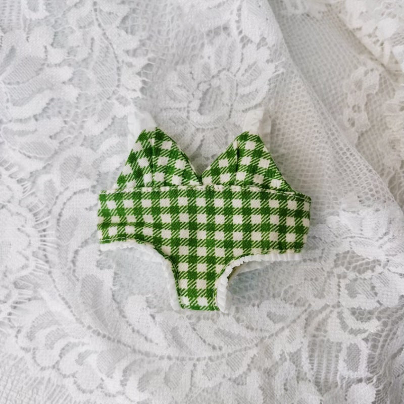 Labubu Green Plaid Swimsuit - Series 1/2/3 Outfit for Vinyl Doll Clothes Change