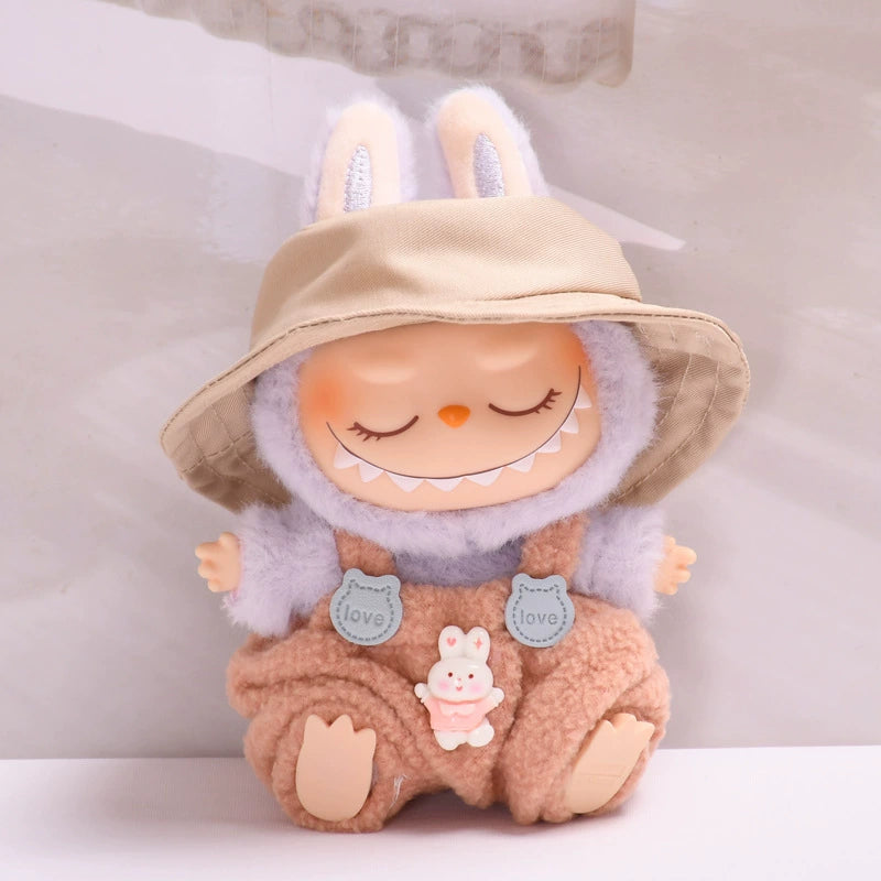 Clothes Only | Labubu Gen 2 Blind Box Charm Overalls Set | Changeable Outfit for Sitting Series Dolls