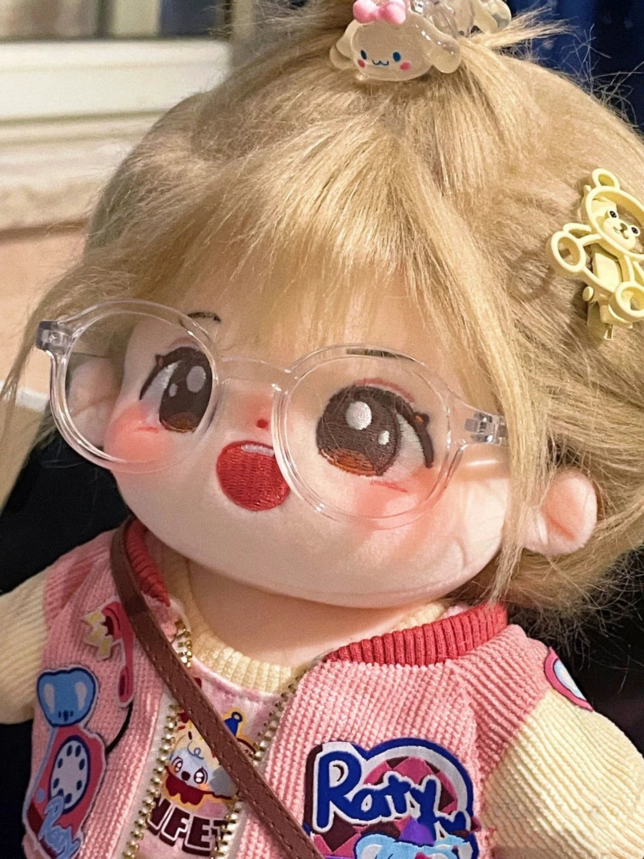 20cm Cotton Doll Glasses | Black Frame with Clear & Colorful Lenses Sunglasses Accessories for Photography Props