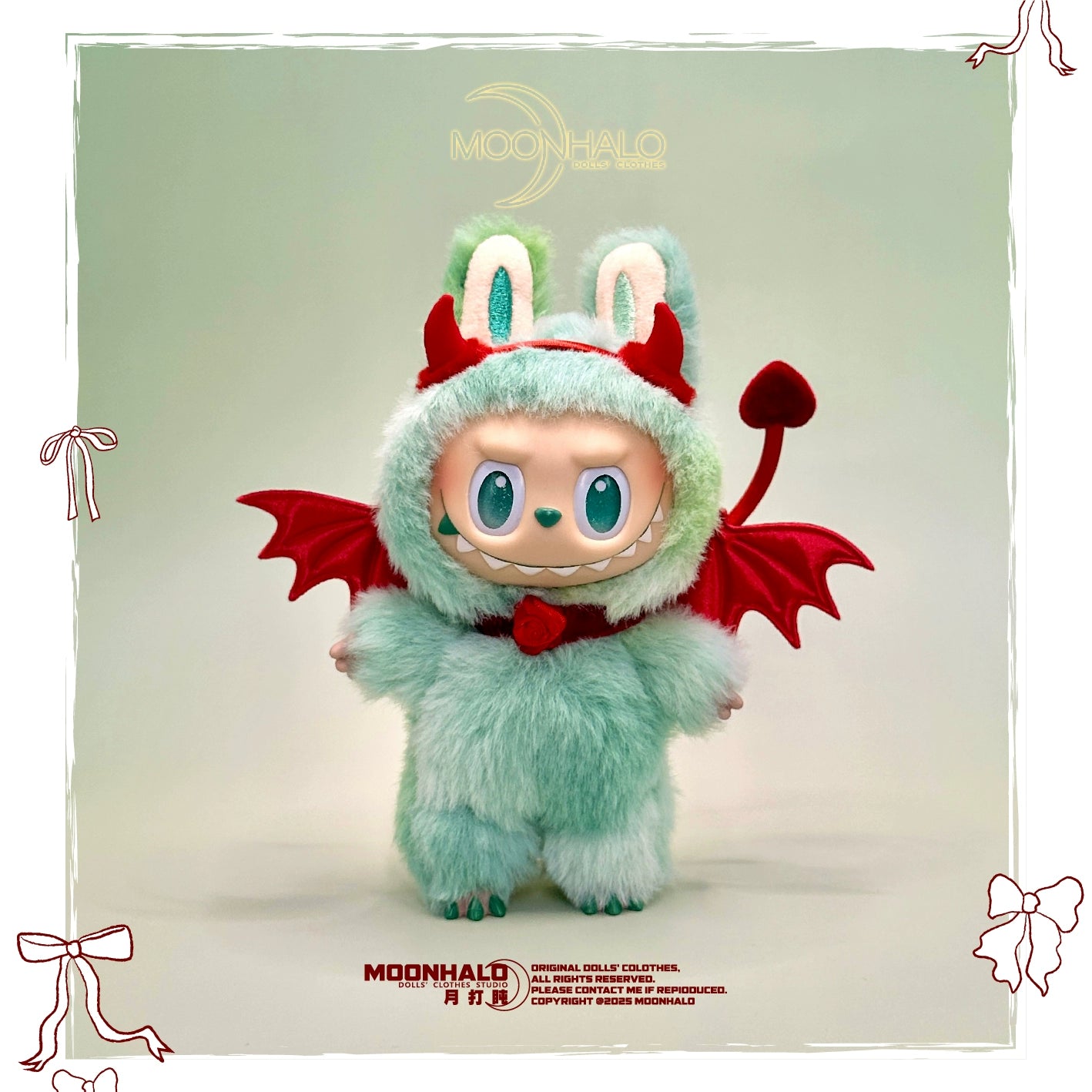 17cm Labubu Halloween Trick-or-Treat Red Devil Outfit Set | Wings, Tail & Horns Included