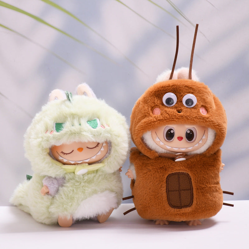 17cm Labubu 1st-2nd Gen Keychain Clothes Only | Multi-Animal Theme Replacement Outfit Set (Shrimp, Bee, Blue Shark, Green Dinosaur) for Vinyl/Plush Dolls