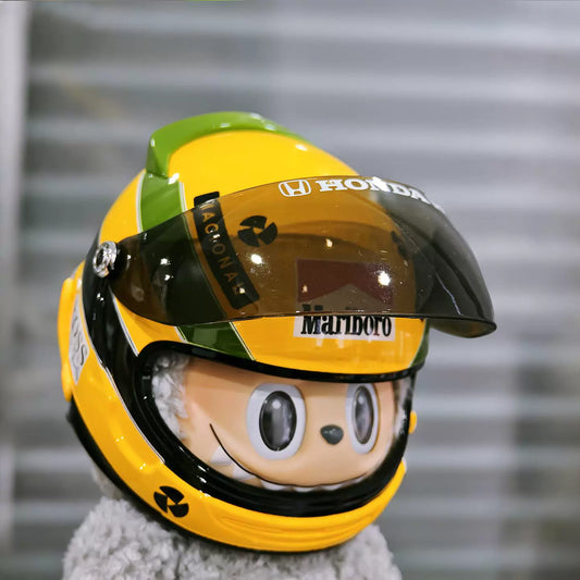 Labubu Motorcycle Helmet for Vinyl Figure - Cool Electric Bike Accessory for Blind Box Doll