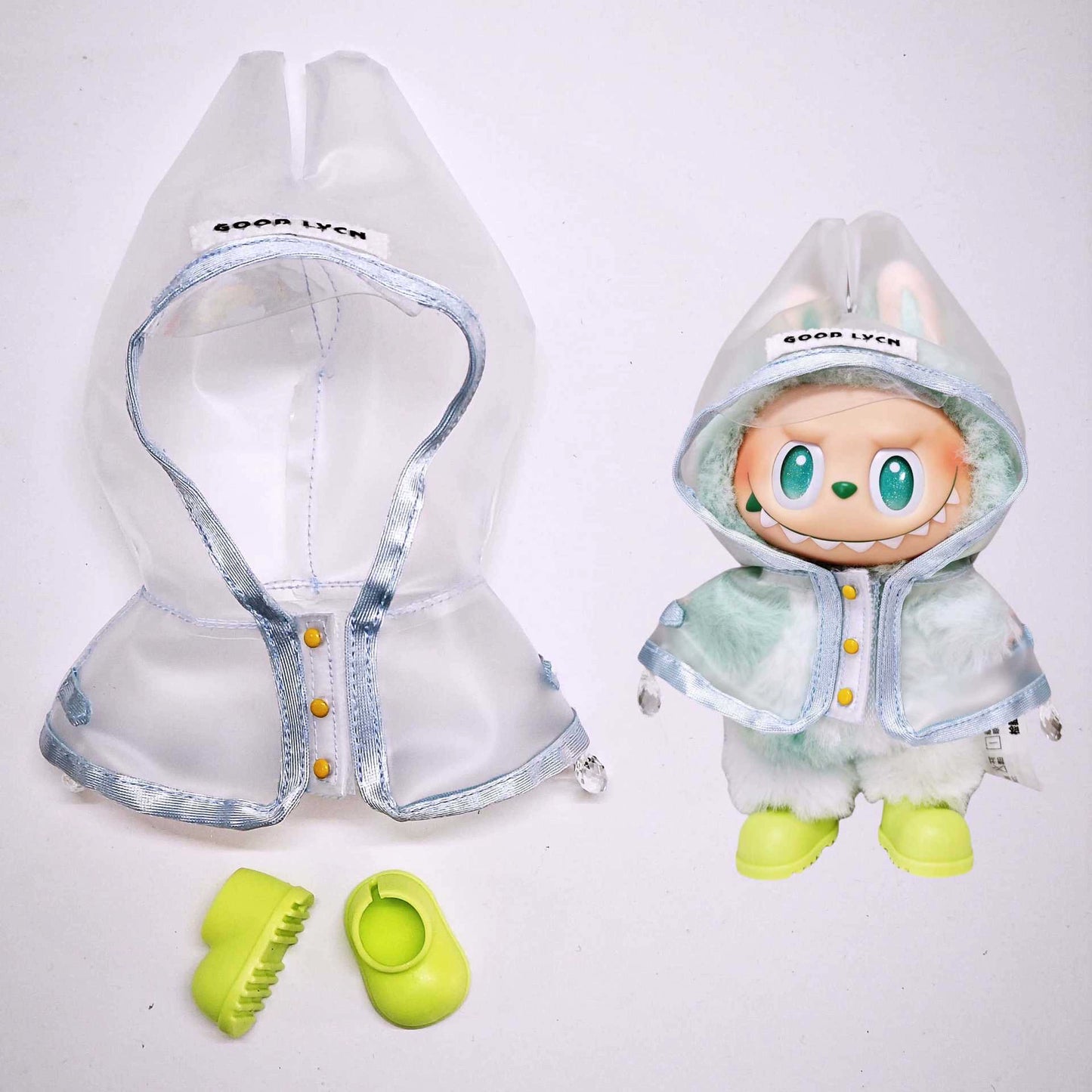 17cm LABUBU Transparent Raincoat | Doll Clothes | Without Shoes